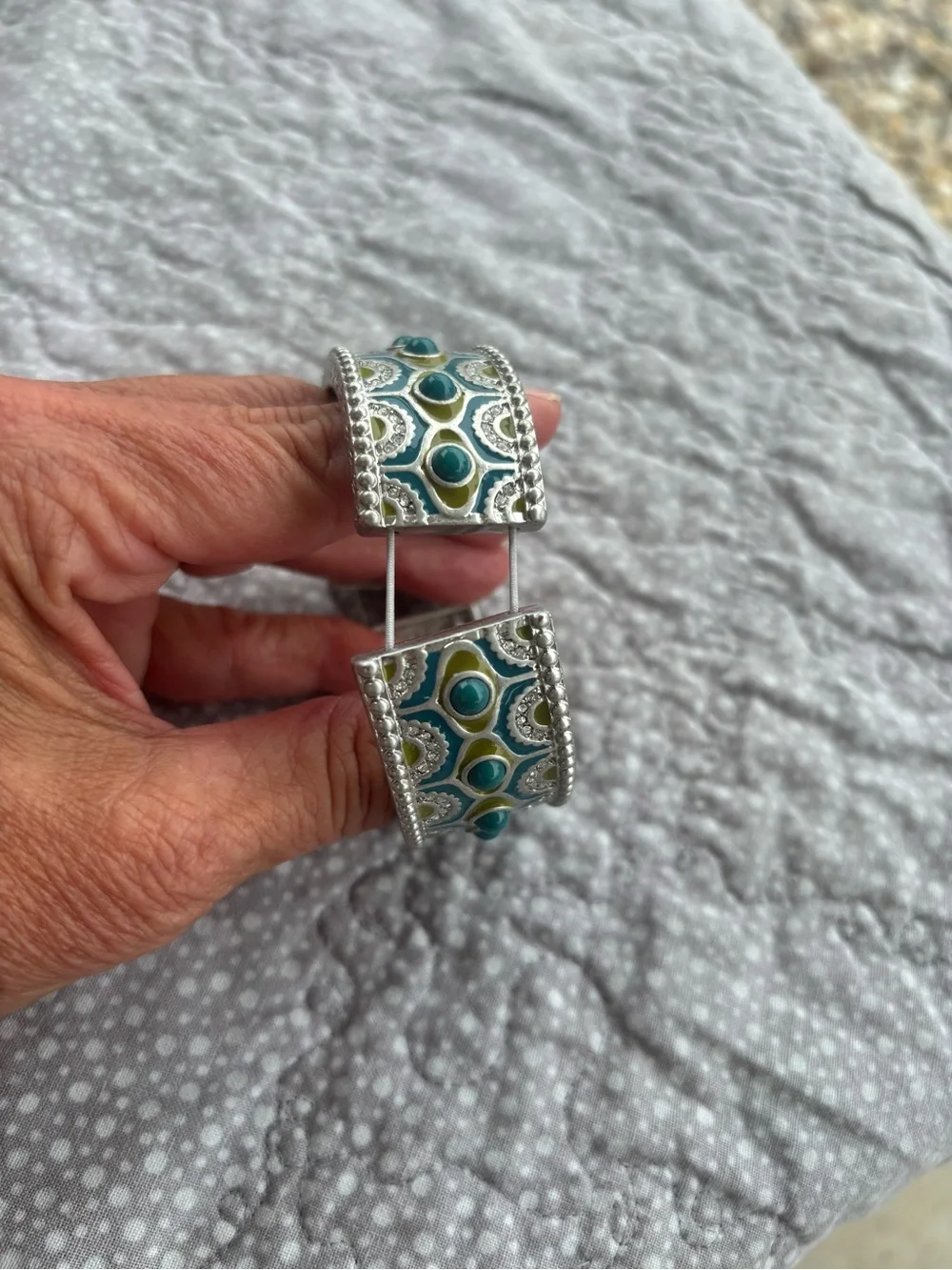 Lia Sophia Blue and Green Enamel Decorative Cuff Bracelet